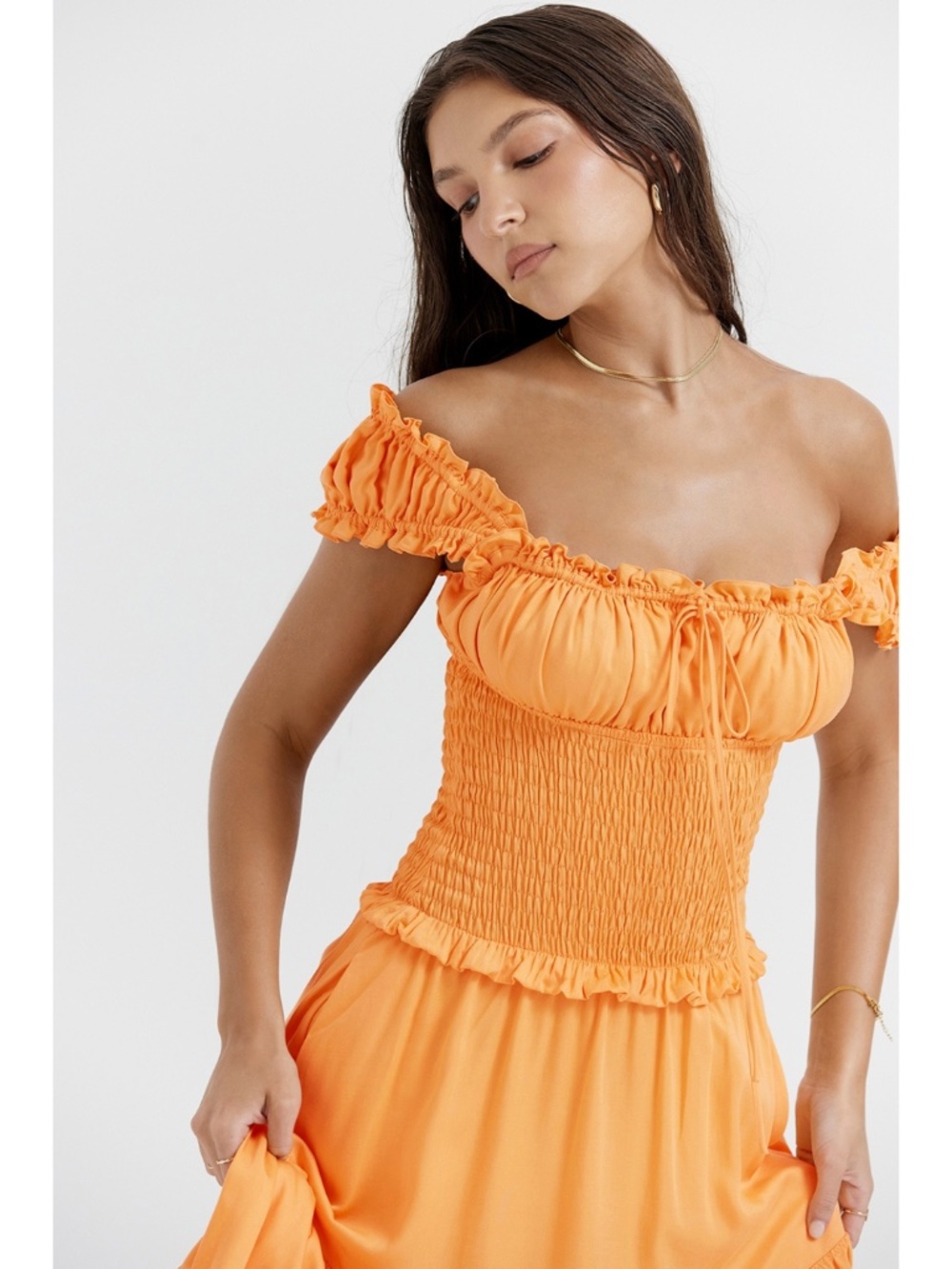 NEW House of CB Phedra Dress Warm Apricot Small - Picture 5 of 17